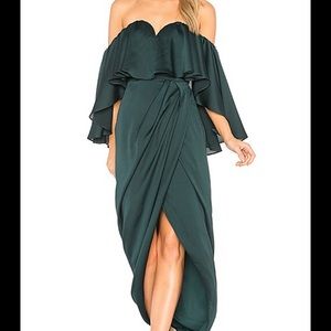 Shona Joy luxe bustier frill dress in emerald green in size USA 12